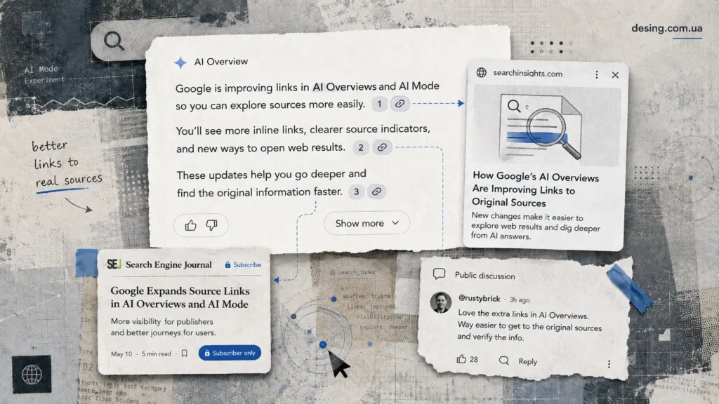 Google улучшила ссылки в AI Mode и AI Overviews