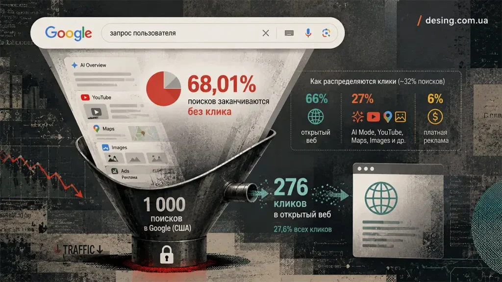 Google всё реже отправляет трафик на сайты