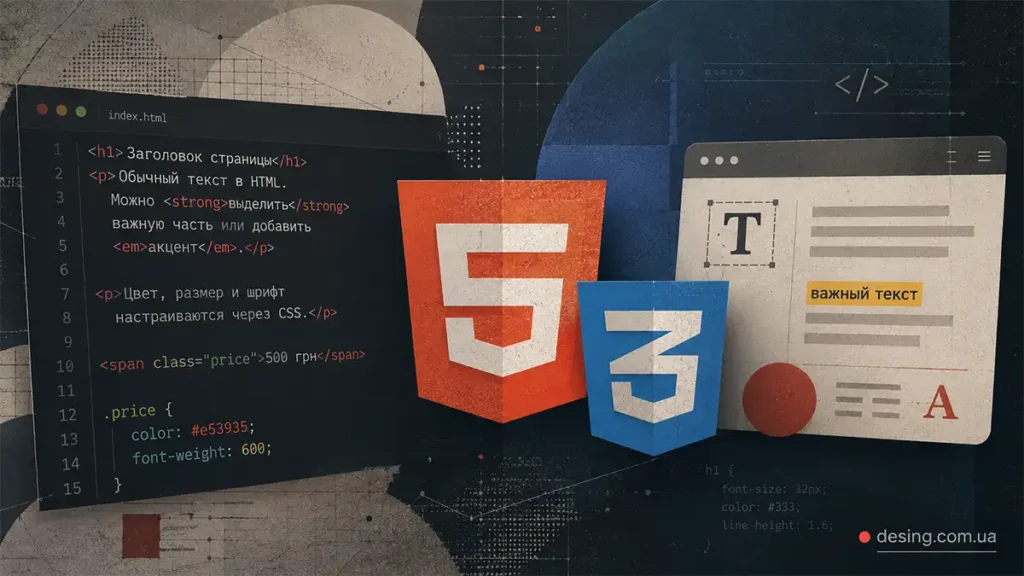 текст в html